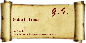 Gebei Irma névjegykártya